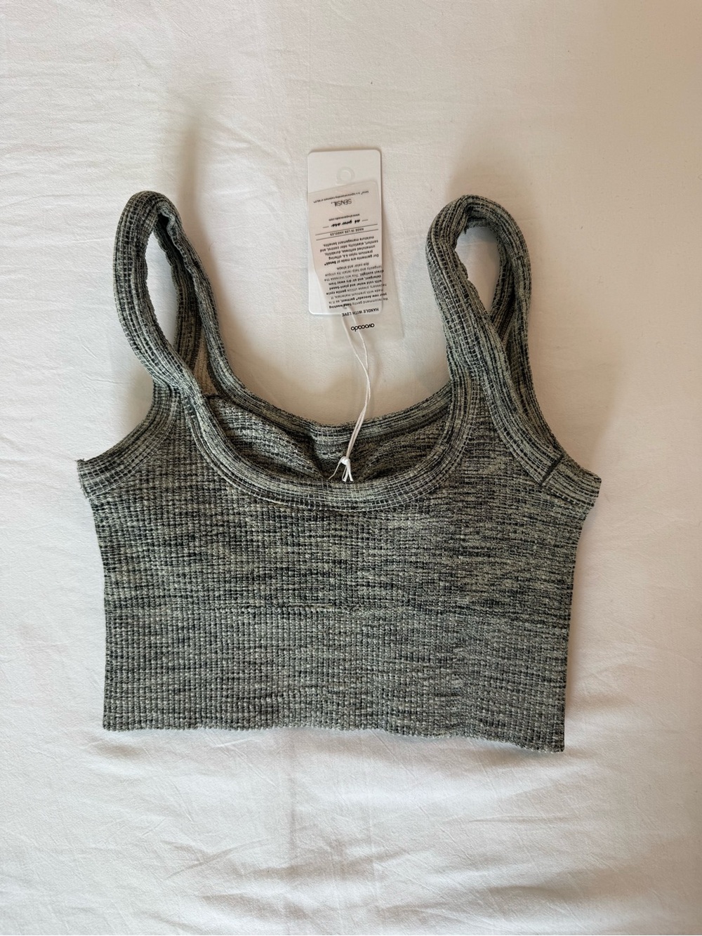 avocado Gray Ribbed Crop Tank - Picture 2 of 4